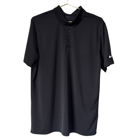 Nike Golf Polo Dri Fit Shirt Mens Large Black Short Sleeve Logo Swoosh - Picture 1 of 8